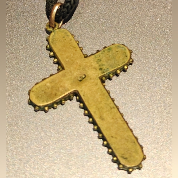 Antique Italian Mosaic Cross Pendant Necklace - Picture 12 of 14